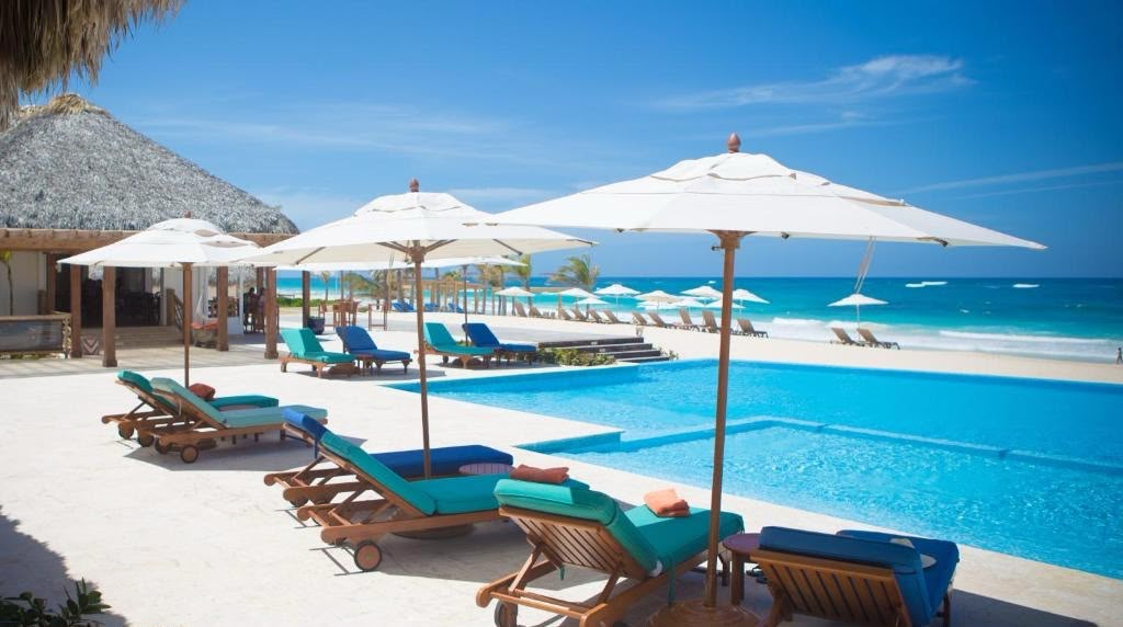 Cana Bay Beach Club infinity pool facing the Caribbean